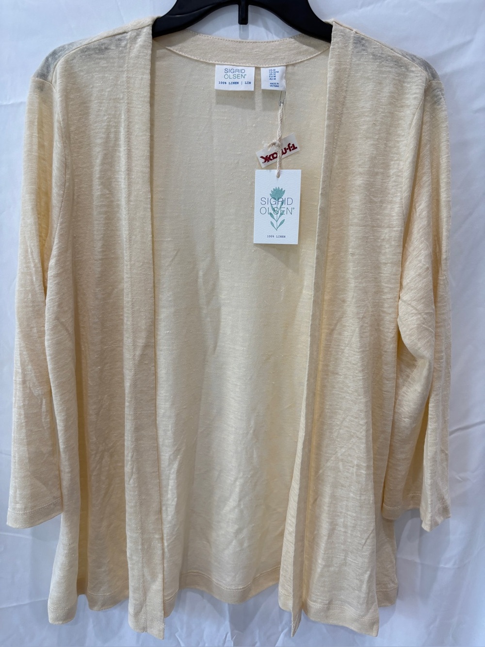 Sigrid Olsen Open-Front Cardigan in Soft Cream